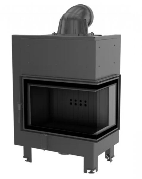 Угловая правая дровяная топка Kratki MBM/P/BS черная футеровка