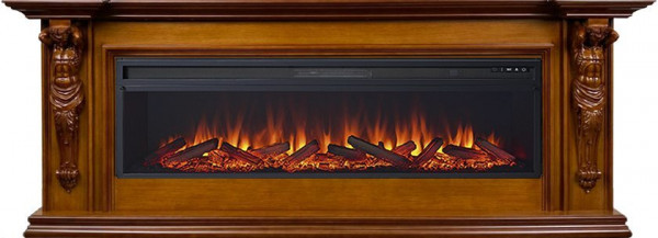 Линейный электрокамин Royal Flame Sparta 60 (орех) с очагом Vision 60 LOG LED