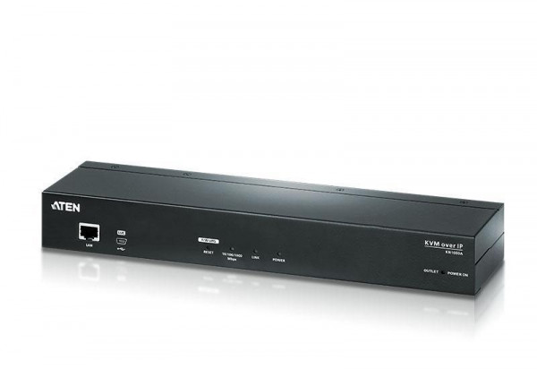 Удлинитель Aten, портов: 2, PS/2,USB,VGA, поддержка IP: есть, со встроенной розеткой C19, (KN1000A-AX-G)