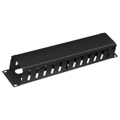 Организатор коммутационных шнуров Cabeus, 19", 2HU, 90х482х70 мм (ВхШхГ), закрытого типа, для шкафов, цвет: чёрный