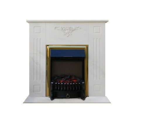 Электрокамин с классическим очагом 2D Glenrich Лотос М (Fobos BL,BR) Мрамор белый