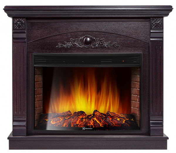Электрокамин с широким очагом 2D Electrolux EFP/P-3320RLS с порталом Firelight Barocco 30 венге
