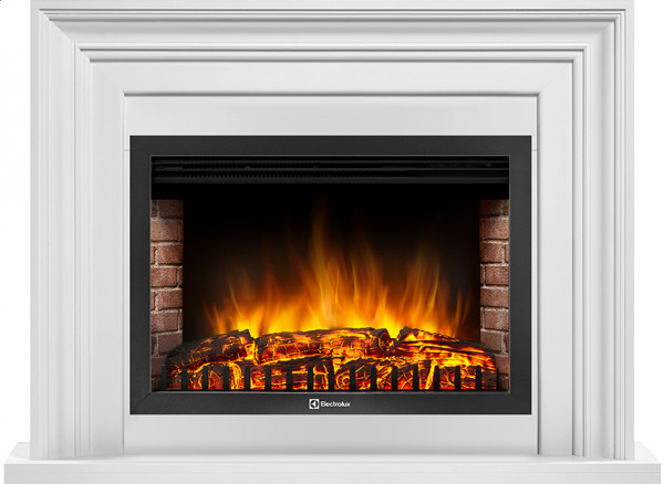 Электрокамин с широким очагом 2D Electrolux EFP/P-3020LS с порталом Firelight Stretto 30 белый