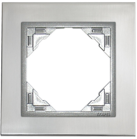 Рамка Efapel Logus90, 1 пост, плоская, универсальная, цвет: сталь/алюминий, линейка "Металл" (90910 TIA)