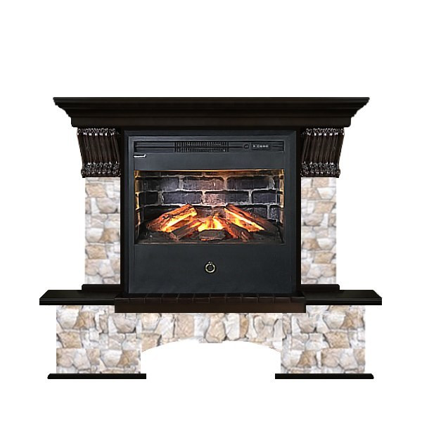 Электрокамин с широким очагом 3D Glenrich Бостон Samba 3D камень-Арбат/цвет-Венге