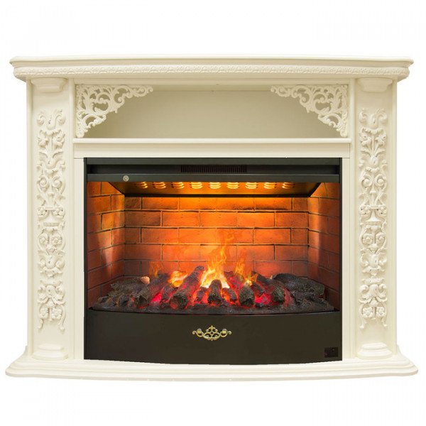 Электрокамин с широким очагом 3D Real-Flame Izabella 33 WT с очагом 3D Firestar 33