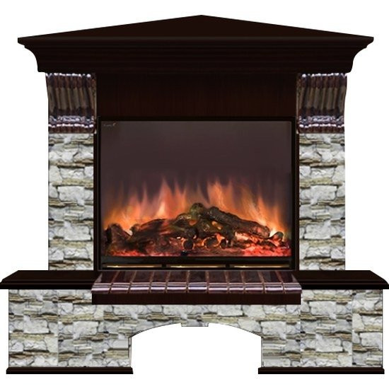 Электрокамин с широким очагом 2D Glenrich Бостон угловой (Arte 23) камень-Алтай/цвет-Венге