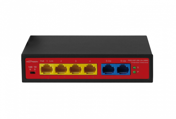 Коммутатор неуправляемый 6-портовый с функцией PoE PND-04P-2M Lite (48W)