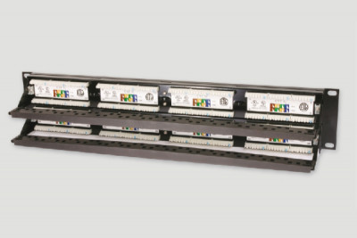 Коммутационная патч-панель Eurolan, 19", 2HU, портов: 48 х RJ45, кат. 6, универсальная, цвет: чёрный, (27B-U6-48BL)