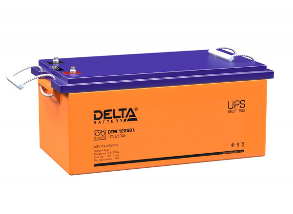 Аккумулятор для ИБП Delta Battery DTM L, 227х269х520 мм (ВхШхГ),  Необслуживаемый свинцово-кислотный,  12V/250 Ач, цвет: оранжевый, (DTM 12250 L)