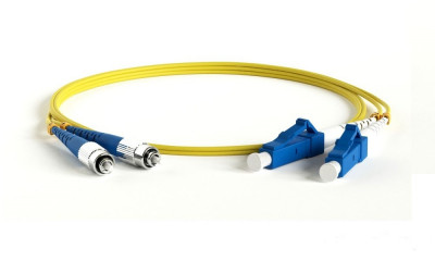 Коммутационный шнур оптический Lanmaster, Duplex ST/FC (UPC), OS2 9/125, LSZH, 20м, цвет: жёлтый, (LAN-2ST-2FC/SU-20)