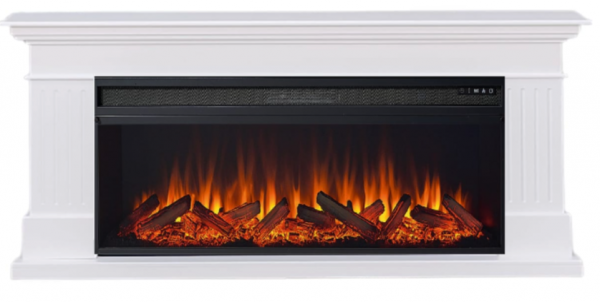 Линейный электрокамин Elekam Prime белый с черным с очагом Pulsar 60