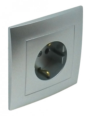 Розетка электрическая Efapel Logus90, 2к+З, 16А, Schuko, цвет: алюминий