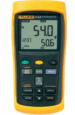 Тестер FLUKE, температурный, с дисплеем, питание: батарейки, корпус: пластик, два входа Т1-Т2, термопара J, Т, К, Е, линия 50Гц, (3821081)