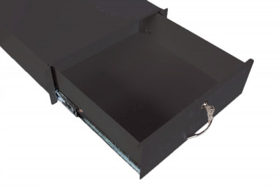 Полка для документации ЦМО ТСВ, неперфорированная, выдвижн., консольная, 3U, 133х483х450 мм (ВхШхГ), для шкафов, с телескопич. направляющими, цвет: чёрный