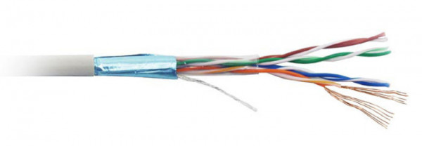 Кабель витая пара BNH, F/UTP, 4 пар., кат. 5е, проводник Ø 0,51мм, AWG24, LSZH (нг(A)-HF), 100МГц, 1м (коробка 305м), тип прокладки: внутри зданий, цвет: белый