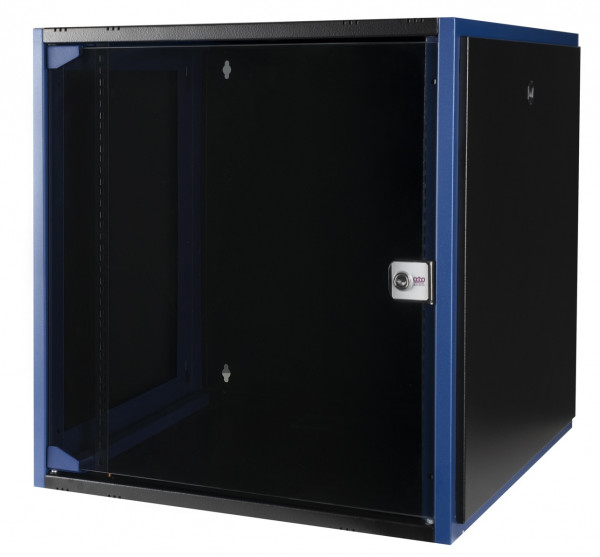 Шкаф телекоммуникационный настенный Datarex, 19", 12U, 490х600х600 мм (ВхШхГ), дверь: стекло, боковая панель: сплошная съемная, разборный, цвет: чёрный
