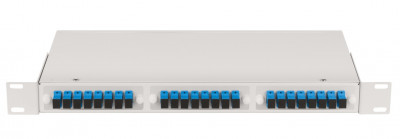 Коммутационная панель ВО Nikomax NMF, 1HU, портов: 24 SC/UPC OS2, установлено адаптеров: 24 невыдвижная, прямая, цвет: серый