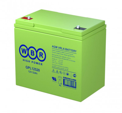 Аккумулятор для ИБП WBR GPL, 214х135х226 мм (ВхШхГ),  необслуживаемый свинцово-кислотный,  12V/55 Ач, (GPL12520 WBR)