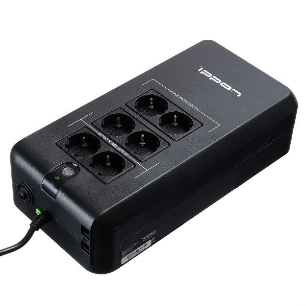 ИБП IPPON Back Verso New, 800ВА, оффлайн, универсальный, 170х335х92,5 (ШхГхВ), 220V,  однофазный, (751623)