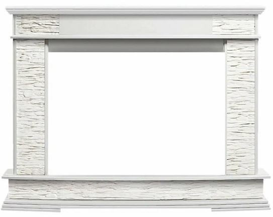 Широкий портал Firelight Scala 30 камень сланец скалистый белый, шпон белый дуб