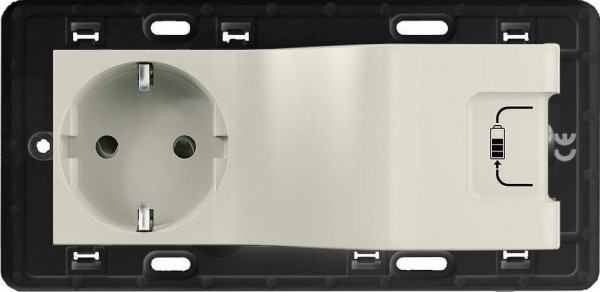 Розетка электрическая Legrand Valena Life/Allure, 2к+З+USB, 16А, цвет: слоновая кость, (зарядка 5в) (753210)