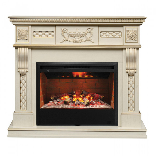 Электрокамин с широким очагом 3D Real-Flame Corsica Lux 26 WT с очагом 3D Helios 26