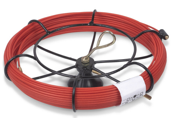 Протяжка для кабеля Cabeus, Полиэтилен, Ø с оболочкой: 3,5 мм, 40 м, металлическая кассета, пруток из стеклопластика, (Pull-M1-3,5-40m)