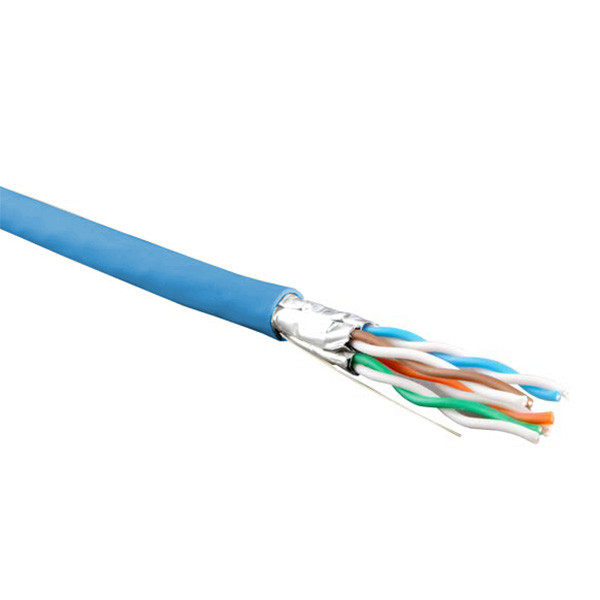 Кабель витая пара Hyperline UFTP4-C6-S23-IN-LSZH, U/FTP, 4 пар., кат. 6, проводник Ø 0,57мм, AWG23, LSZH (нг(A)-HF), 250МГц, 1м (500м), тип прокладки: внутри зданий, цвет: синий