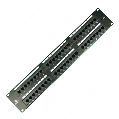 Коммутационная патч-панель BNH, 19", 2HU, портов: 48 х RJ45, кат. 5е, универсальная, неэкр., цвет: чёрный, (B100.2-48-5E-UNB)