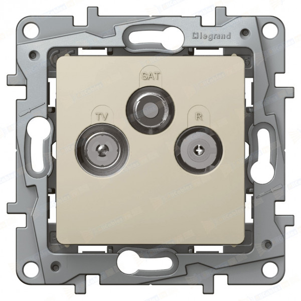 Розетка в сборе Legrand Valena, 3x TV/R/SAT, кат. 5е, экр., внутренняя, 51х58 мм (ВхШ), цвет: слоновая кость, (LEG.774337)