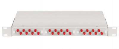 Коммутационная панель ВО Nikomax, 1HU, портов: 24 FC/UPC OS2, установлено адаптеров: 24 невыдвижная, прямая, цвет: серый