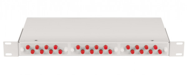 Коммутационная панель ВО Nikomax, 1HU, портов: 24 FC/UPC OS2, установлено адаптеров: 24 невыдвижная, прямая, цвет: серый