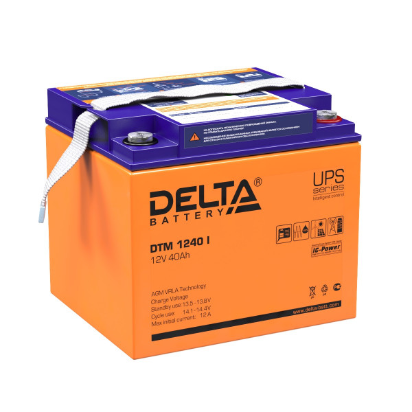 Аккумулятор для ИБП Delta Battery DTM I, 173х166х196 мм (ВхШхГ),  свинцово-кислотные,  12V/40 Ач, цвет: оранжевый, (DTM 1240 I)