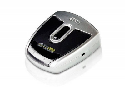 Переключатель KVM Aten, Altusen, портов: 2, 25х66х72 мм (ВхШхГ), USB, цвет: серый