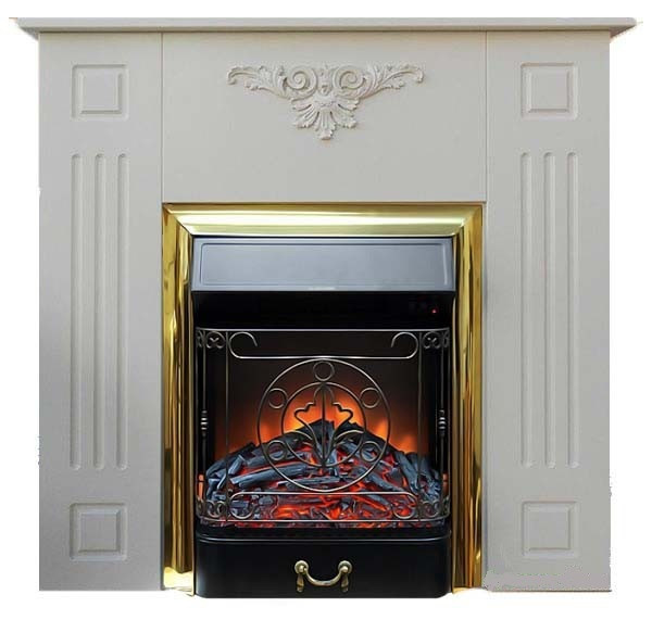 Электрокамин с классическим очагом 2D Glenrich Лотос (Magestic BL,BR) Мрамор Крем