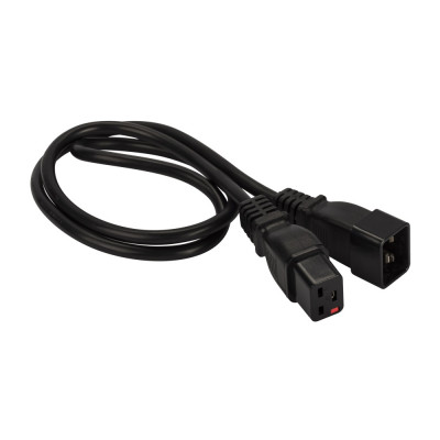 Шнур для блока питания Lanmaster, IEC 60320 С19, вилка IEC 60320 С20, 1 м, 16А, с защитой подключения, цвет: чёрный