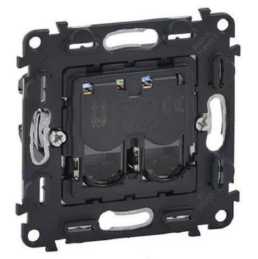 Розетка информационная Legrand Valena Life/Allure, 2x RJ45, кат. 6, неэкр., внешняя, 51х58 мм (ВхШ), цвет: чёрный, (LEG.753043)