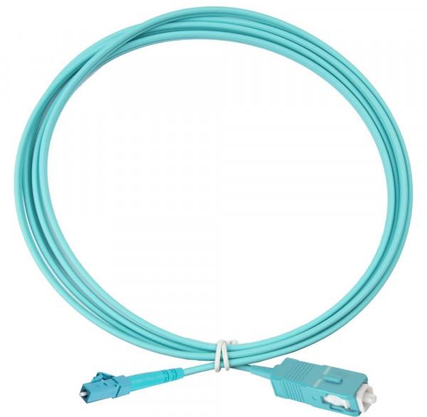 Коммутационный шнур оптический Eurolan Tight Buffer, Simplex SC/LC, OM3 50/125, LSZH (нг(A)-HF), 2м, цвет: бирюзовый, (41E-30-SC-LC-02)