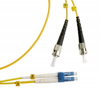 Коммутационный шнур оптический Cabeus Tight Buffer, Duplex LC/ST, OS2 9/125, LSZH, Ø 3мм, 20м, цвет: жёлтый, (FOP(d)-9-LC-ST-20m)