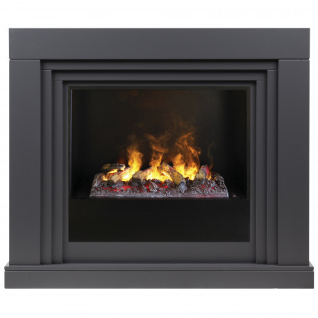 Электрокамин с широким очагом 3D Real-Flame Stanley 26 GR с очагом Black вставка + 3D Cassette 630