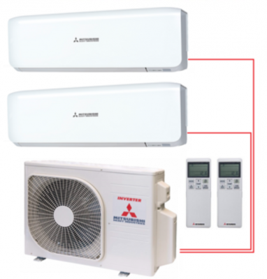 Мульти сплит система на 2 комнаты Mitsubishi Heavy SCM40ZS-W/SKM20ZSP-W*2шт