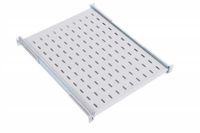 Полка ЦМО ТСВ, перфорированная, выдвижная, 1U, 43,5х446х450 мм (ВхШхГ), нагрузка до 30 кг, для шкафов и стоек, с телескопич. направляющими, цвет: серый