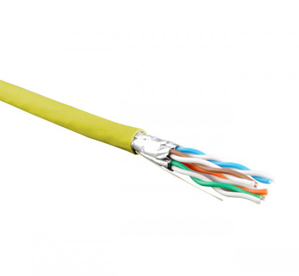 Кабель витая пара Hyperline UFTP4-C6-S23-IN-LSZH, U/FTP, 4 пар., кат. 6, проводник Ø 0,57мм, AWG23, LSZH (нг(A)-HF), 250МГц, 1м (500м), тип прокладки: внутри зданий, цвет: жёлтый