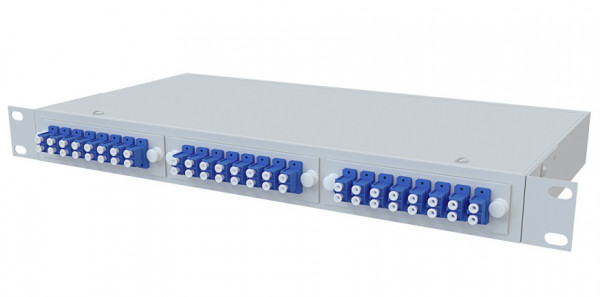 Коммутационная панель ВО Nikomax NMF, 1HU, портов: 48 LC/UPC (Duplex) OS2, установлено адаптеров: 48 невыдвижная, прямая, цвет: серый