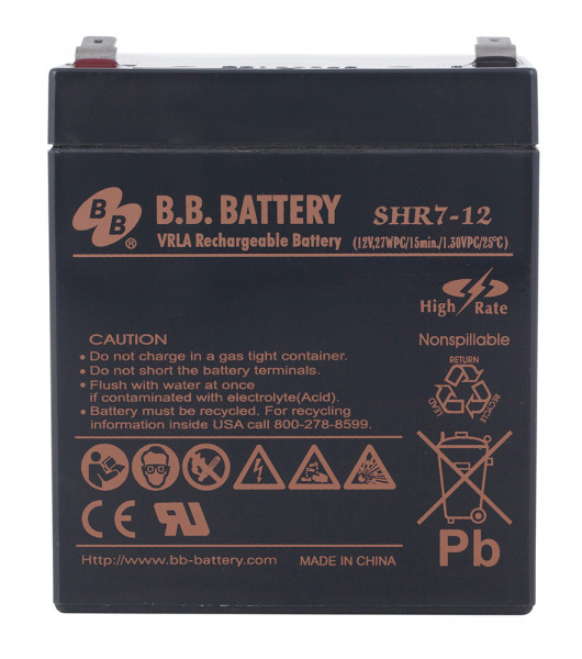 Аккумулятор для ИБП B.B.Battery SHR, 102х70х90 мм (ВхШхГ),  необслуживаемый электролитный,  12V/7 Ач, (BB.SHR 7-12)