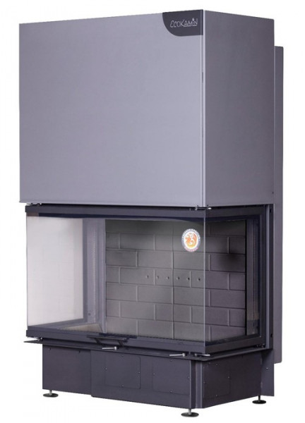Трёхсторонняя дровяная топка ЭКОКАМИН Дельта1000B принтинг черный шамот
