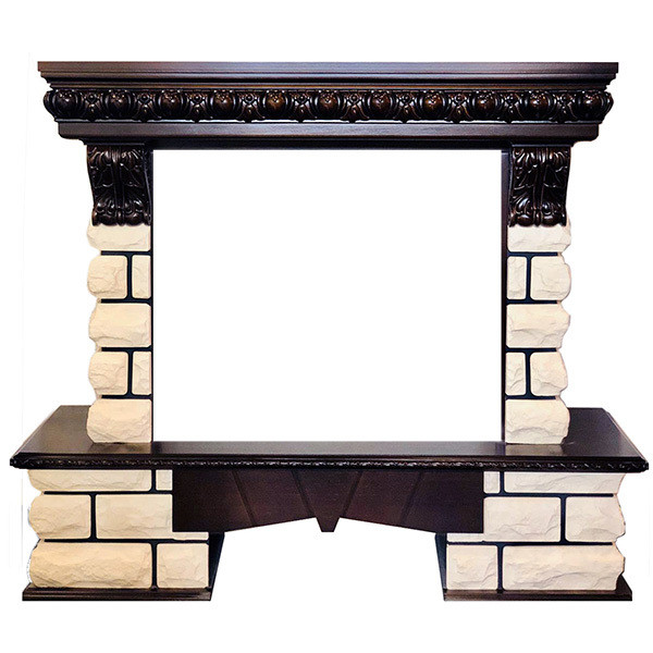 Широкий портал Royal Flame Pierre Luxe LORD под очаг Dioramic 28 LED FX Темный дуб