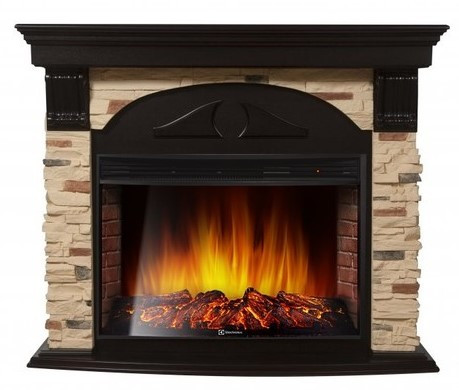 Электрокамин с широким очагом 2D Electrolux EFP/P-3320RLS с порталом Firelight Torre 30S камень сланец натуральный, венге