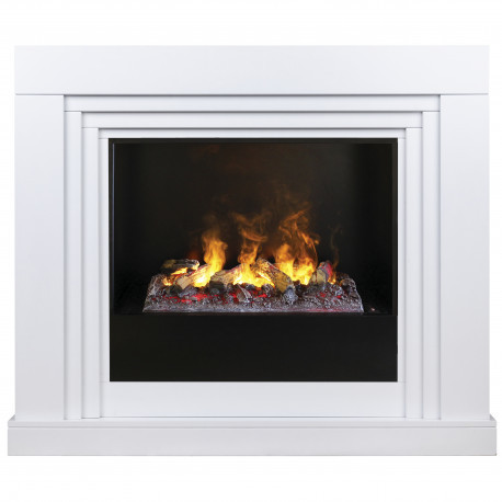 Электрокамин с широким очагом 3D Real-Flame Stanley 26 WT с очагом Black вставка + 3D Cassette 630